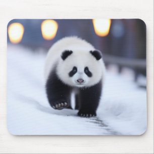 Panda Wildlife Animal On Street Outdoors Mouse Pad