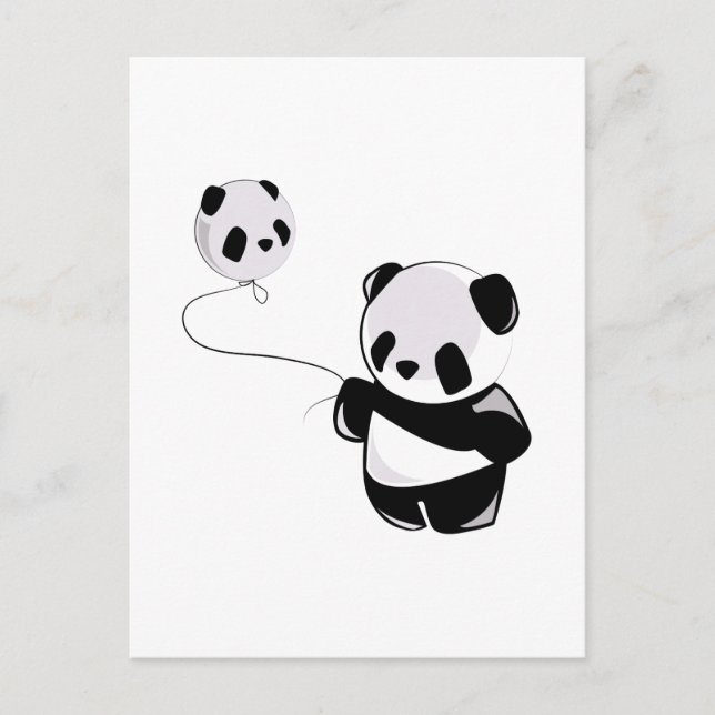 Panda With Balloon Postcard (Front)