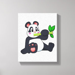 Panda with Bamboo Canvas Print