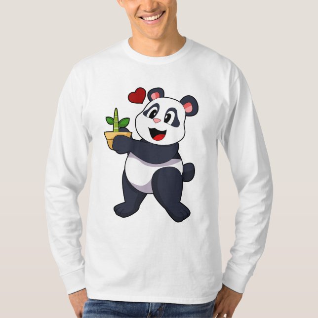 Panda with Bamboo Flower T-Shirt (Front)