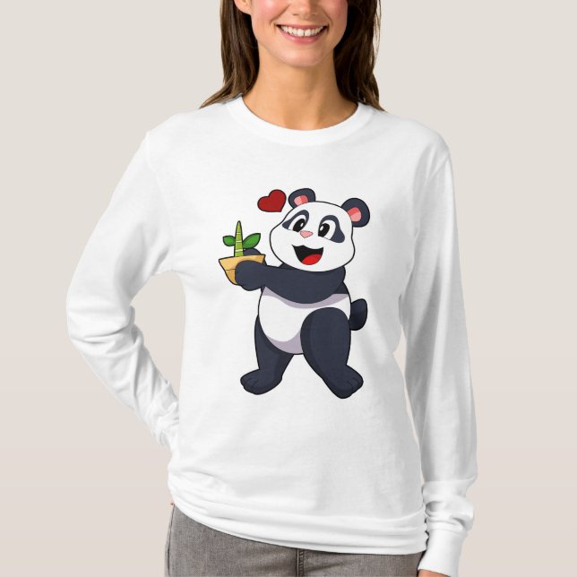 Panda with Bamboo Flower T-Shirt (Front)