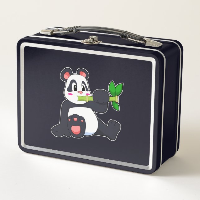 Panda with Bamboo Metal Lunch Box (Front)