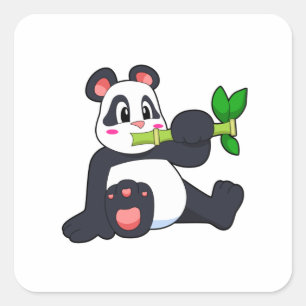 Panda with Bamboo Square Sticker