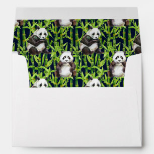 Panda With Bamboo Watercolor Pattern Envelope