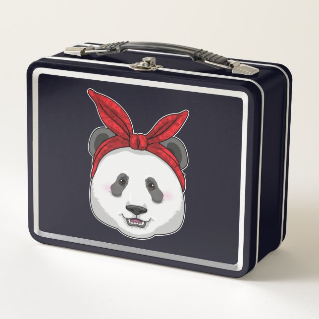 Panda with Bandanna Metal Lunch Box (Front)