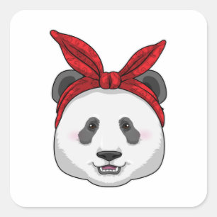 Panda with Bandanna Square Sticker
