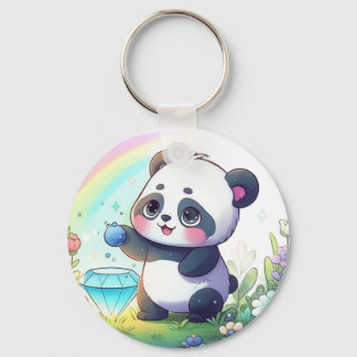 Panda with Berries Plush Toy Key Ring