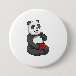 Panda with Bowl Ramen 7.5 Cm Round Badge
