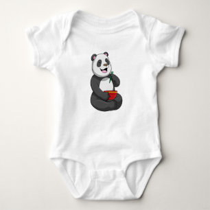 Panda with Bowl Ramen Baby Bodysuit