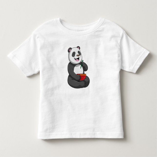 Panda with Bowl Ramen Toddler T-Shirt (Front)