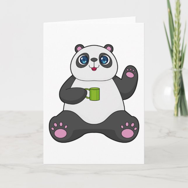 Panda with Coffee mug Card (Front)