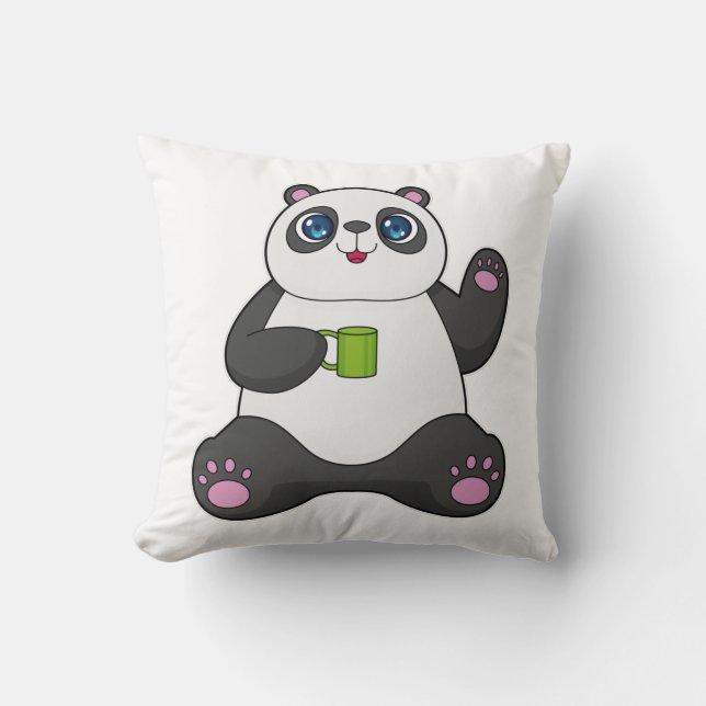 Panda with Coffee mug Cushion (Front)