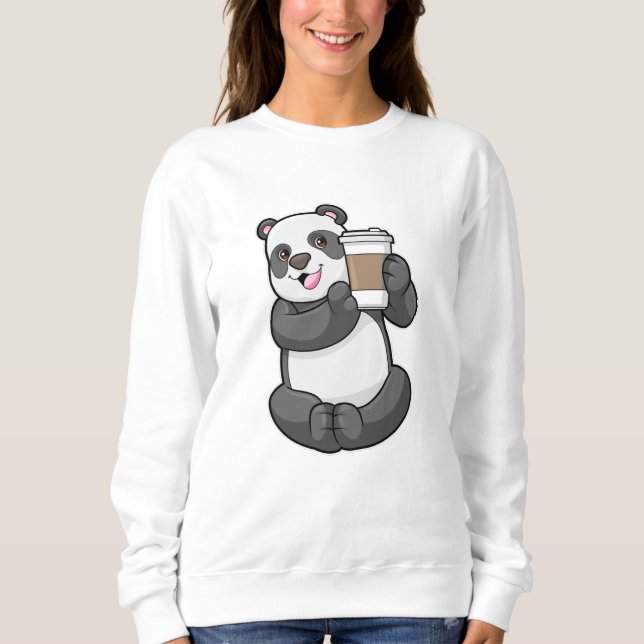 Panda with Coffee to go Sweatshirt (Front)