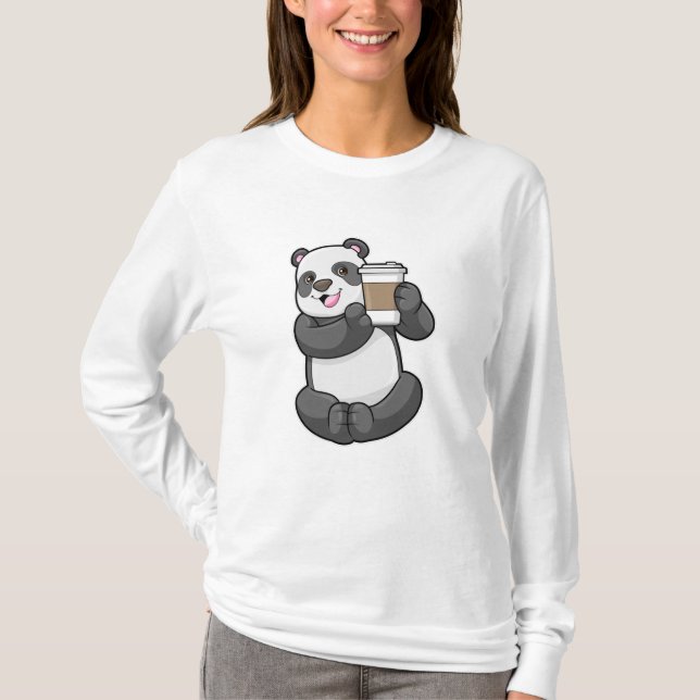 Panda with Coffee to go T-Shirt (Front)
