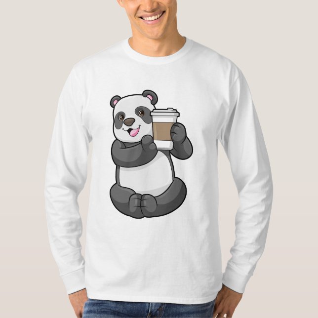 Panda with Coffee to go T-Shirt (Front)