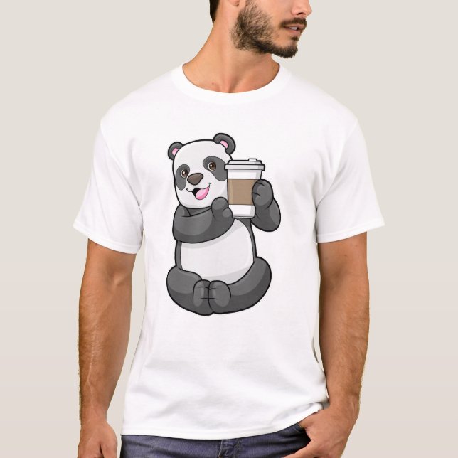 Panda with Coffee to go T-Shirt (Front)