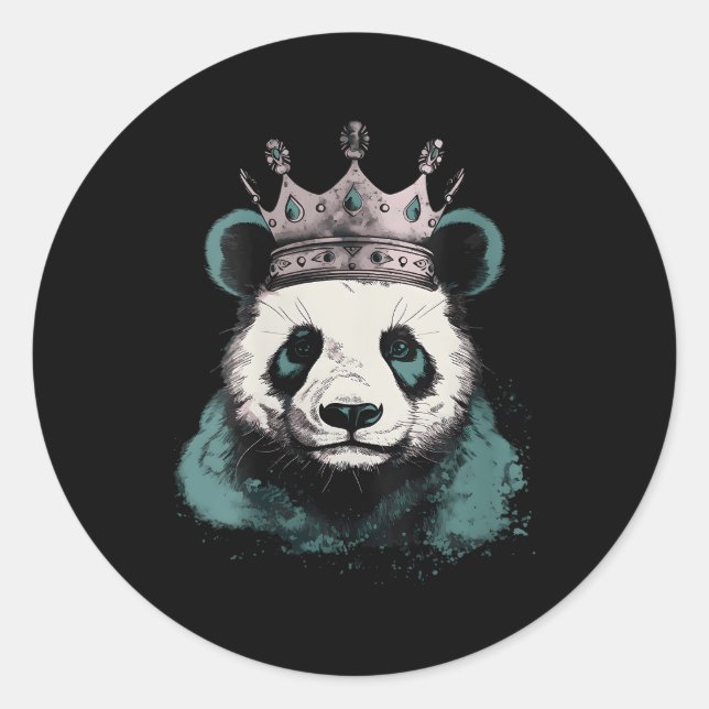 Panda With Crown Classic Round Sticker (Front)