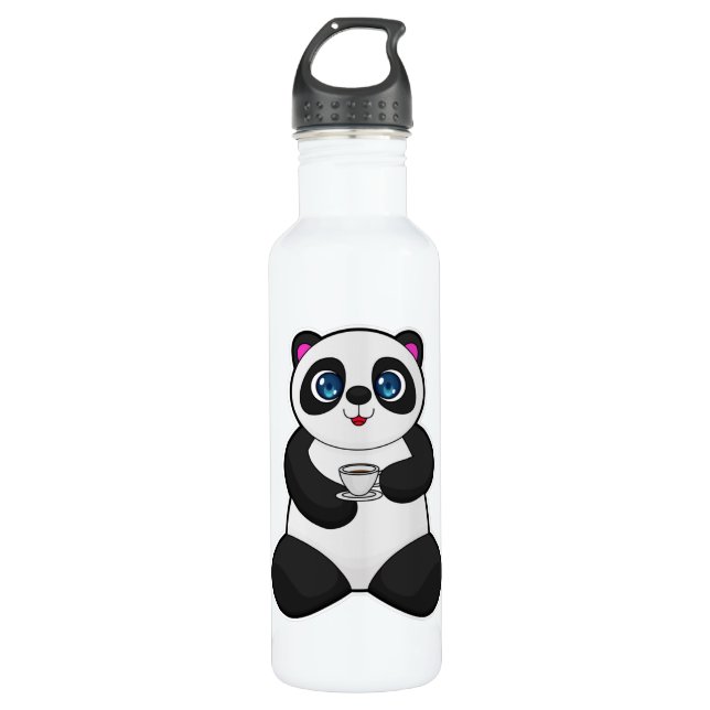 Panda with Cup of Coffee 710 Ml Water Bottle (Front)