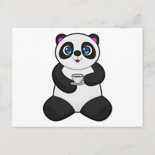 Panda with Cup of Coffee Postcard