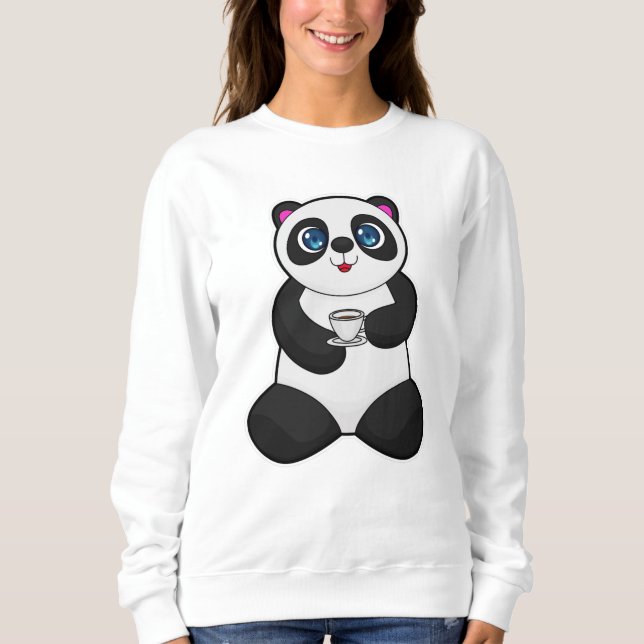 Panda with Cup of Coffee Sweatshirt (Front)