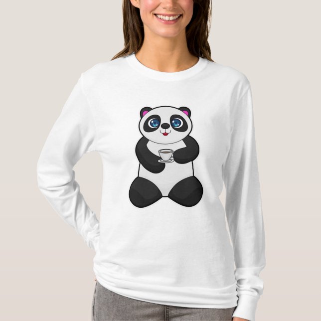 Panda with Cup of Coffee T-Shirt (Front)