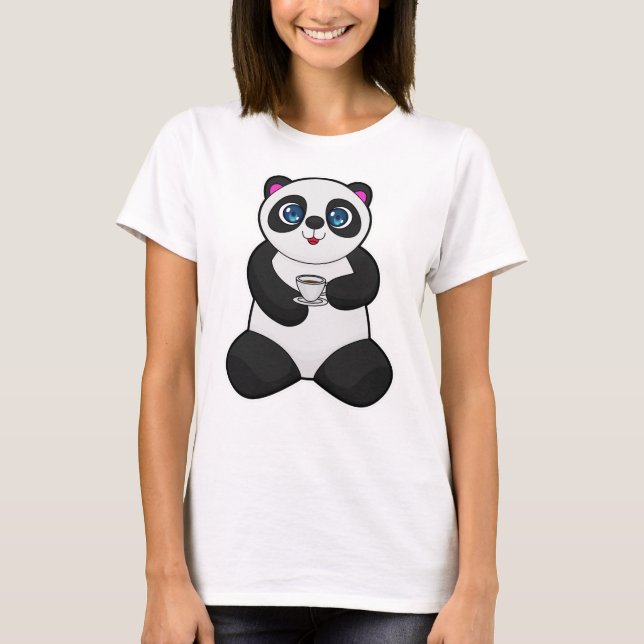 Panda with Cup of Coffee T-Shirt (Front)