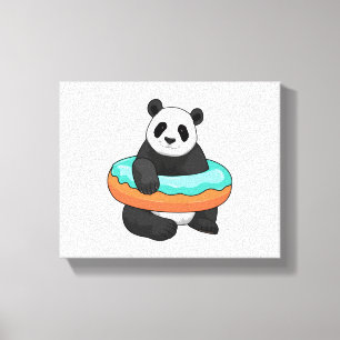Panda with Doughnut Canvas Print