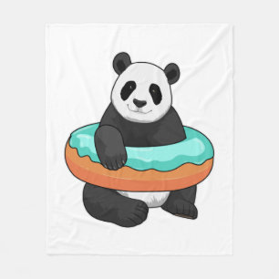 Panda with Doughnut Fleece Blanket