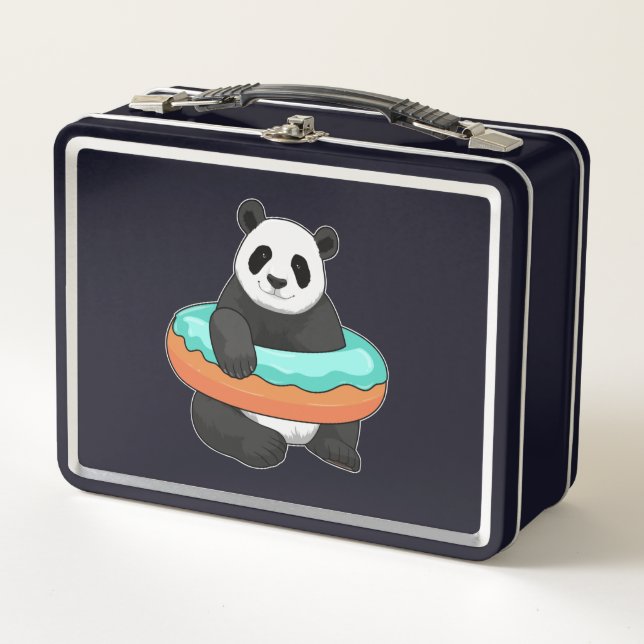 Panda with Doughnut Metal Lunch Box (Front)