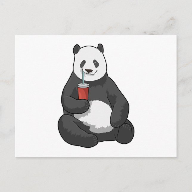 Panda with Drink Postcard (Front)