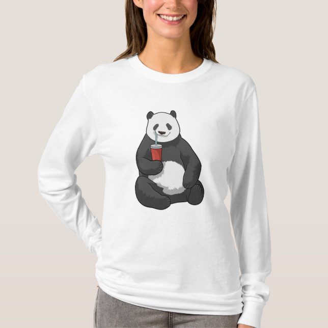 Panda with Drink T-Shirt (Front)