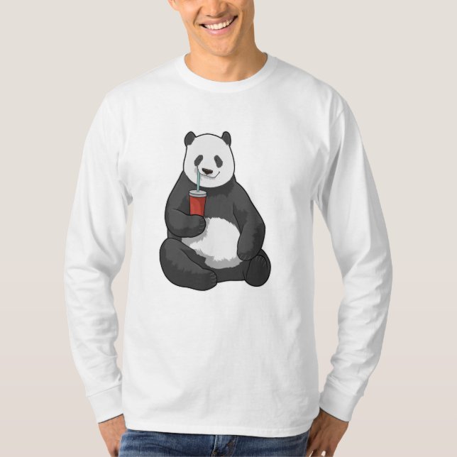 Panda with Drink T-Shirt (Front)