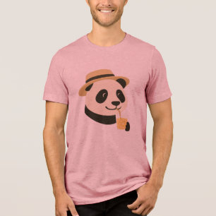 Panda with Drink Tri-Blend T-Shirt Shirt