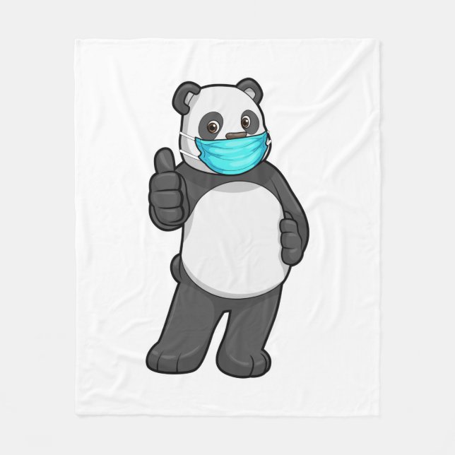 Panda with Face mask Fleece Blanket (Front)