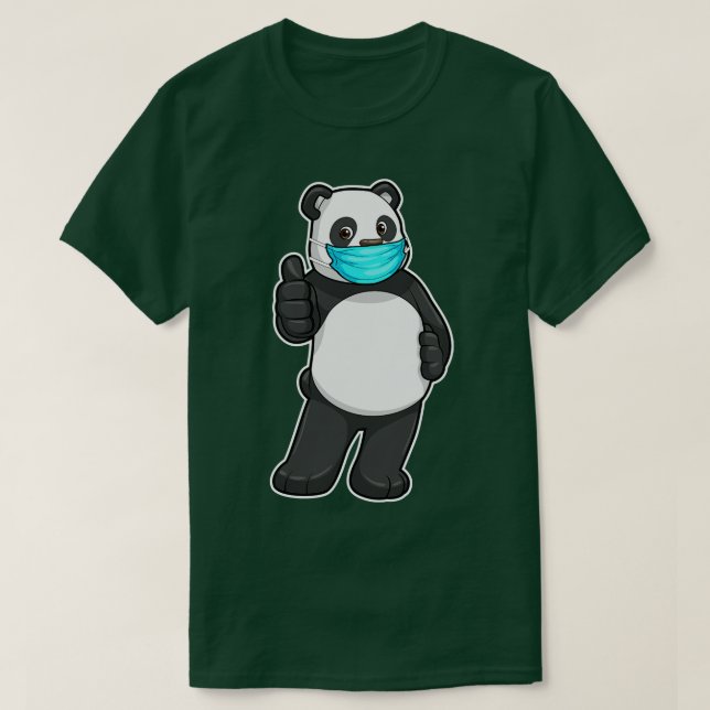 Panda with Face mask T-Shirt (Design Front)