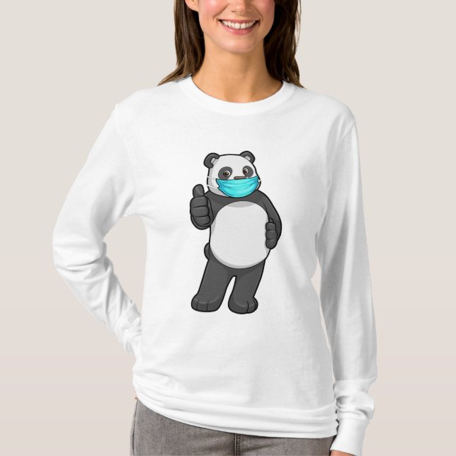 Panda with Face mask T-Shirt (Front)