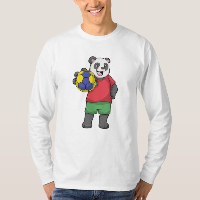 Panda with Handball Sports T-Shirt (Front)