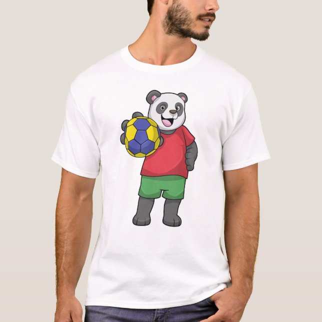 Panda with Handball Sports T-Shirt (Front)