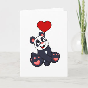 Panda with Heart Card