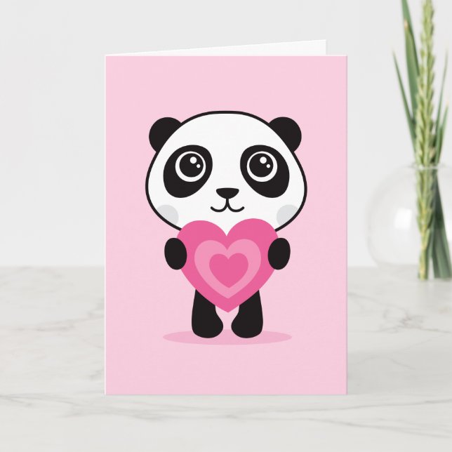 Panda with heart, I love you card (Front)