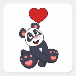 Panda with Heart Square Sticker