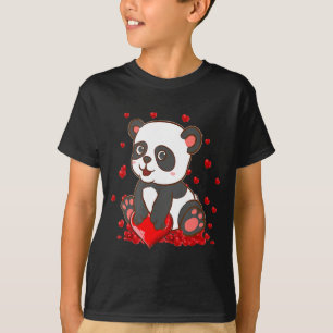 Panda With Hearts Valentines Day Women And Girls  T-Shirt