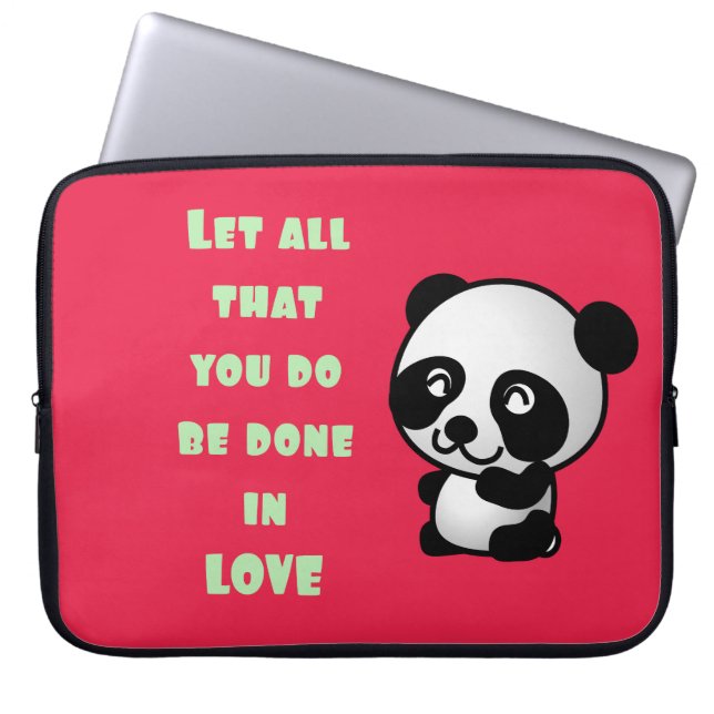 Panda with Inspirational Love Quote Laptop Sleeve (Front)