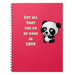 Panda with Inspirational Love Quote Spiral Notebook