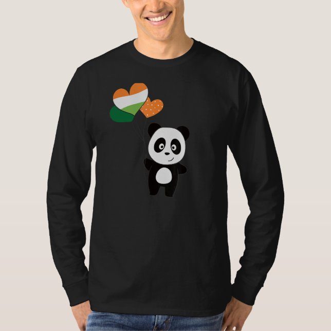 Panda With Ireland Balloons Cute Animals For Good  T-Shirt (Front)