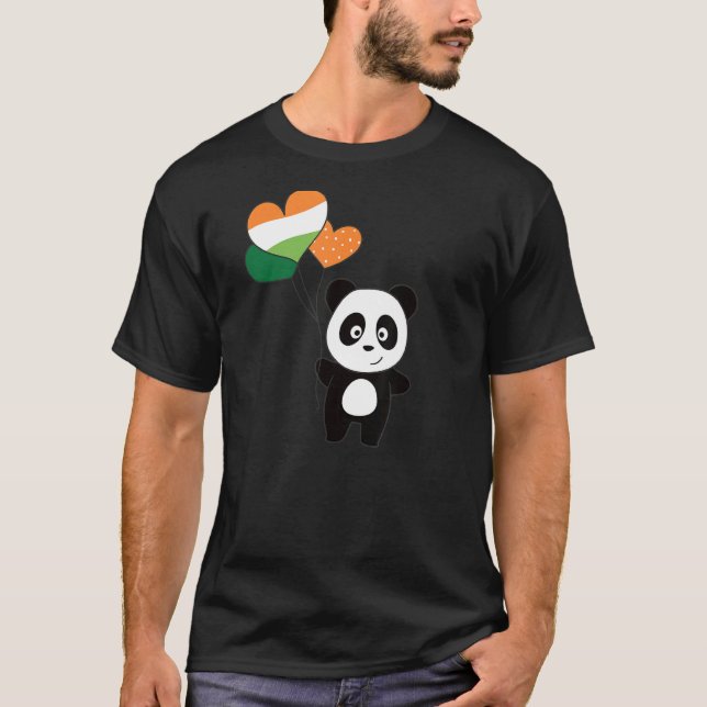 Panda With Ireland Balloons Cute Animals For Good  T-Shirt (Front)