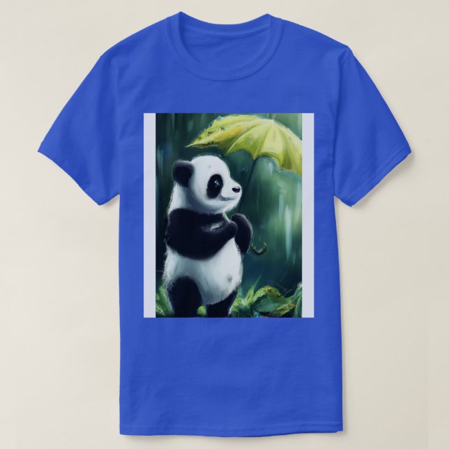 Panda with Leaf Umbrella 4 T-Shirt (Design Front)