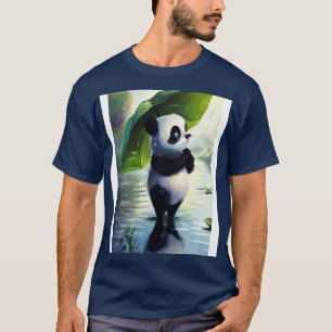 Panda with Leaf Umbrella 5 T-Shirt