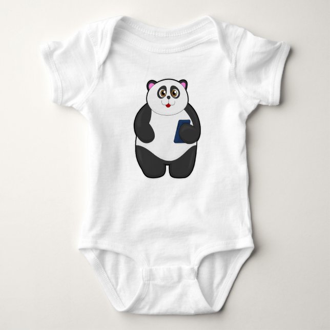 Panda with Mobile phone Baby Bodysuit (Front)