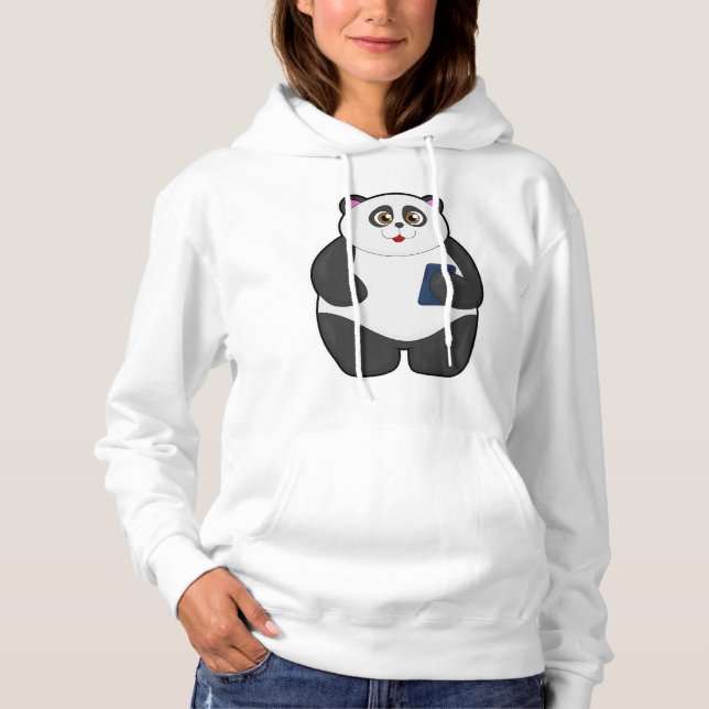 Panda with Mobile phone Hoodie (Front)
